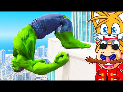 Видео: Реакция на БЕЗУМНЫЕ ПРЫЖКИ И падения Тряпичной Куклы Халка из GTA 5!