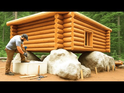 Видео: Man Builds Amazing Log Cabin on the Massive Stones | Start to Finish by @КарельскийДилетант