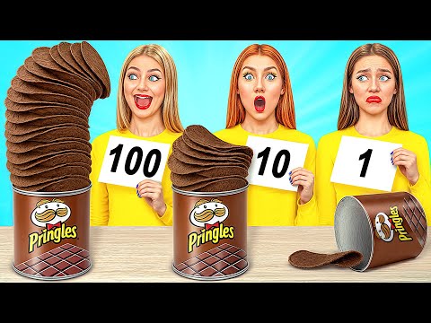 Видео: 100 Слоев Еды Челлендж | Смешные Челленджи с Едой от Candy DO