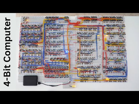 Видео: Как собрать 4-битный компьютер на макетных платах, используя отдельные транзисторы