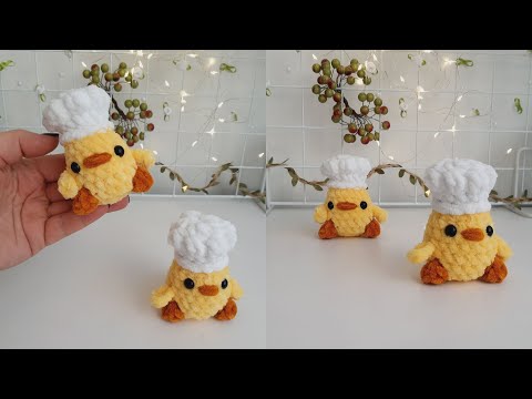 Видео: Вязаный цыпленок в шляпе, цыплёнок повар крючком, брелок крючком, crochet chicken
