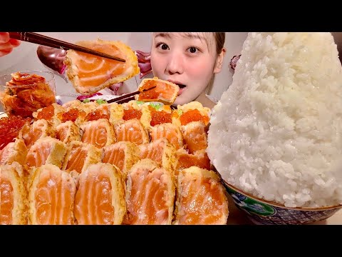 Видео: ASMR жареный лосось【русские субтитры】【Mukbang/ Eating Sounds】