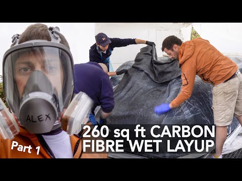 Видео: Мокрое нанесение углеродного волокна/эпоксидной смолы — до вакуумирования: Часть 1. Проект арктич...