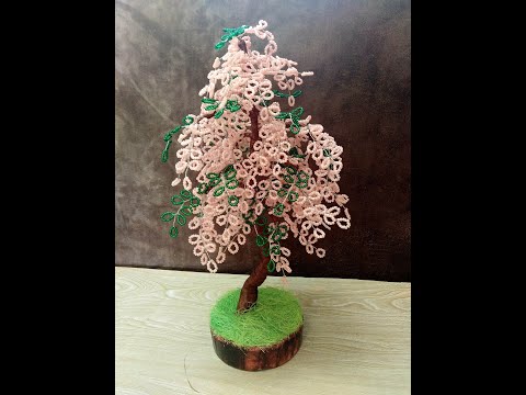 Видео: Сакура с бисера мастер- класс//Sakura with beads master class А4
