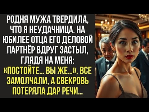 Видео: Родня мужа твердила, что я неудачница.На юбилее отца его деловой партнёр вдруг застыл, глядя на меня
