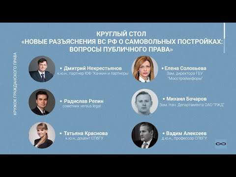 Видео: Круглый стол на тему:«Новые разъяснения ВС РФ о самовольных постройках: вопросы публичного права»