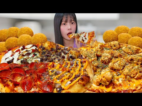 Видео: Пицца с 6 видами мяса и курицей🍕PIZZA&CHEESE BALLS Korean eating show mukbang