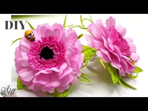 Видео: DIY 🌿🌺🌿як ПРОСТО можна ЗРОБИТИ ГЕРБЕРУ із ФОАМІРАНУ/FLOWERS from FOAMIRAN