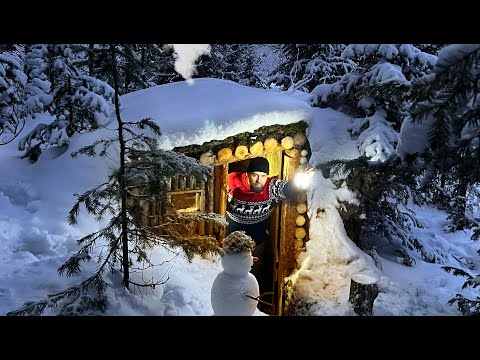 Видео: Моя секретная хижина для выживания. Рождество в Диком лесу.