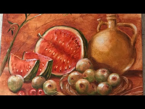 Видео: (1)Натюрморт в технике  масло 2часть
