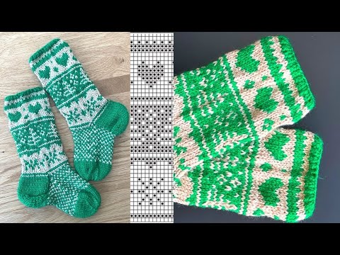Видео: Жаккард по схеме! Урок для начинающих #knittingtutorialforbeginners #knittingsocks #вязаныеноски)