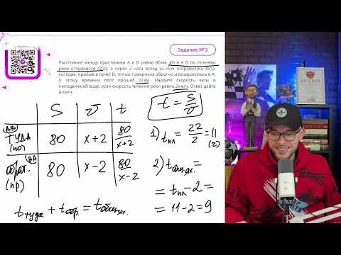 Видео: Расстояние между пристанями А и В равно 80 км. Из А в В по течению реки отправился плот - №11096
