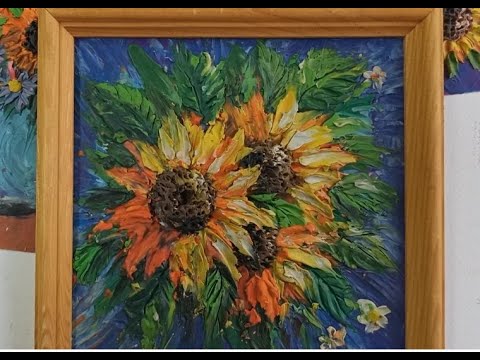 Видео: "Подсолнухи". Мастер - класс по пластилинографии.