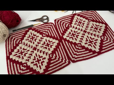 Видео: Модель легендарного мотива, связанная крючком в технике мозаика #crochet #diy #mosaic