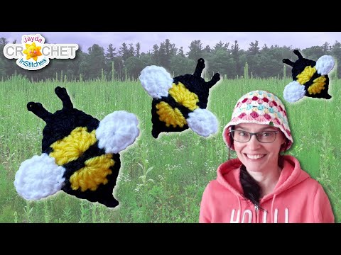Видео: Мастер-класс по вязанию аппликации «Пчела» крючком — длина 9 см или 3,5 дюйма
