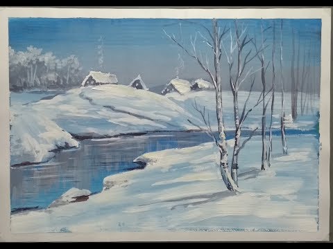 Видео: Мастер класс. Гуашь. ДЕРЕВЕНЬКА