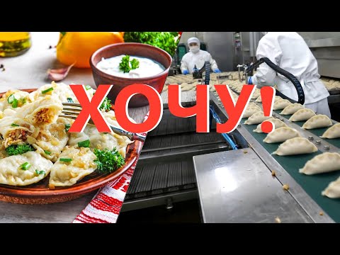 Видео: Массовое производство пельменей или вареников/Как делают вареники в промышленных масштабах.