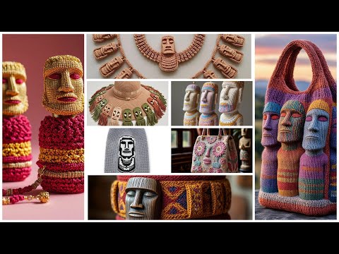 Видео: 🗿🏝️🧶АКСЕССУАРЫ с колоритом острова Пасхи от AI. Подборка №1. ВЯЗАНИЕ и смешанные техники.🧶🏝️🗿