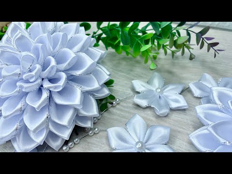 Видео: Большие белые банты из атласной ленты 2,5 см / диаметр 14см