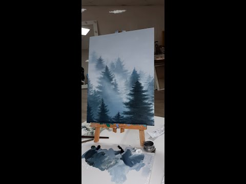 Видео: Елки в тумане маслом