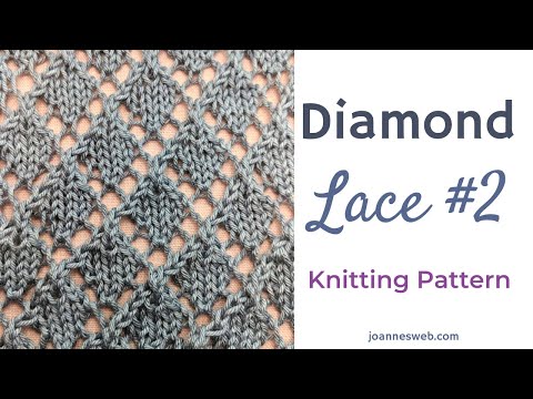 Видео: Узор для вязания «Ажурное ромбовидное кружево №2»