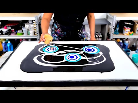 Видео: Моя самая большая и ЛУЧШАЯ! - Перламутровый синий с вкраплениями золота! - Акриловая живопись