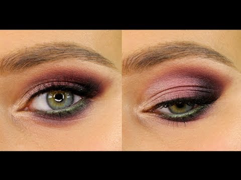 Видео: Розовый макияж с зелёным акцентом на слизистой.