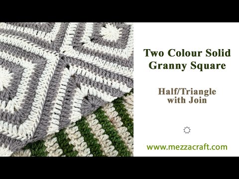 Видео: Двухцветный бабушкин квадрат — мастер-класс по вязанию крючком половинного мотива с соединением
