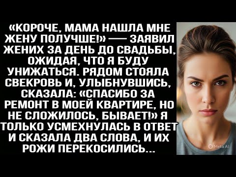 Видео: «Короче, мама нашла мне жену получше!» — заявил жених за день до свадьбы. Я только усмехнулась и...