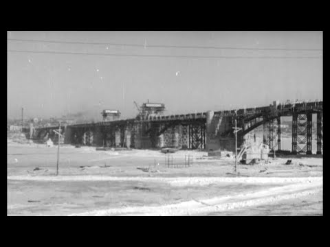 Видео: Кинохроника 1950-х. Строительство Коммунального (Октябрьского) моста в Новосибирске и другие сюжеты