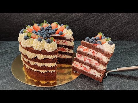 Видео: самый вкусный открытый шоколадный торт с ВЕНСКИМ БИСКВИТОМ! Быстро и вкусно!