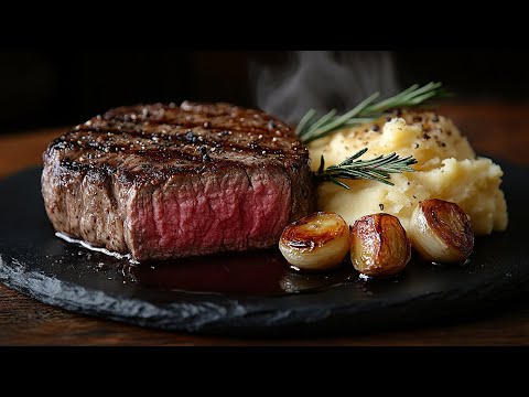 Видео: Как приготовить идеальный стейк с трюфельным пюре и луком-шалотом в красном вине!