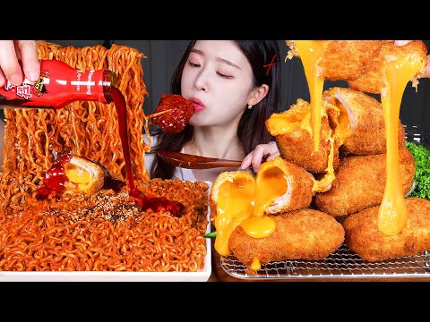 Видео: ASMR MUKBANG | Острый рамэн с огненной курицей и соусом Extra Nuclear Fire🔥 Супер сырный кацу