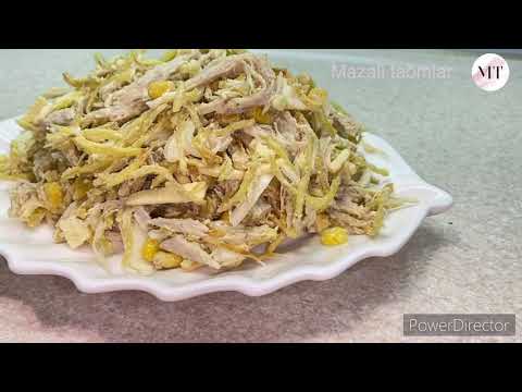 Видео: Tovuq go’shtli salat tayyorlash / Самый популярный салат 🥗/ Chicken salad/ Куриный салат