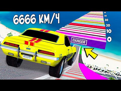 Видео: ТЕПЕРЬ С ТРАМПЛИНОМ! СПУСК БЕЗ ТОРМОЗОВ С ОГРОМНОЙ ЛЕСТНИЦЫ НА РАНДОМНЫХ МАШИНАХ В ГТА 5!