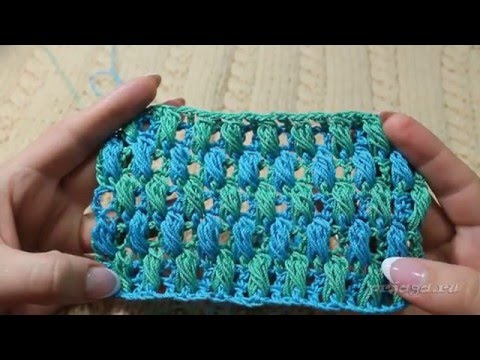 Видео: Двухцветный рельефный узор крючком