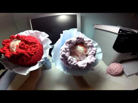 Видео: Корзинка - тюльпан к 8 Марта, крючком из трикотажной пряжи Нитка