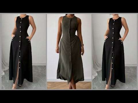 Видео: Как сшить платье А-силуэта без рукавов на пуговицах с зауженной талией