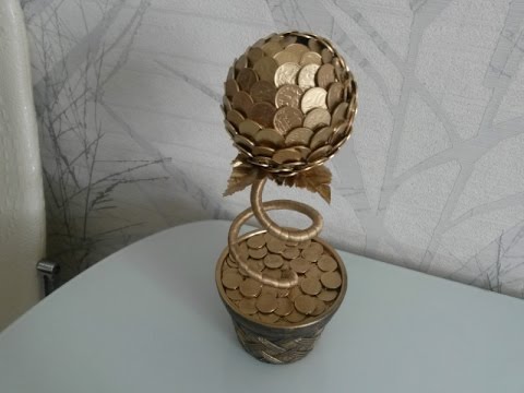 Видео: Денежный цветок из монет под золото