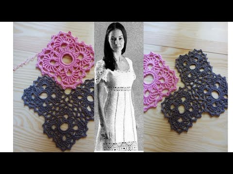 Видео: Идея платья крючком Мотив для платья
