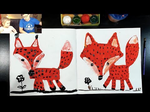 Видео: Милая ЛИСА урок рисования КРАСКАМИ для детей