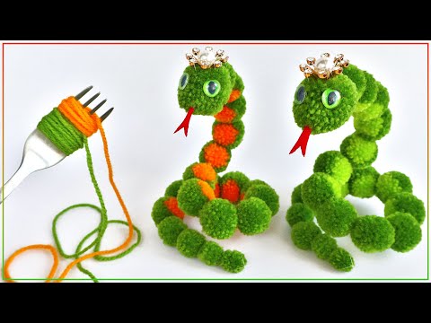 Видео: 💖 ЗМЕЯ - символ 2025 🐍❤️ Из пряжи без вязания/PomPom Snake DIY