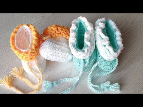 Видео: Пинетки крючком для новорожденных (1 часть. Верх. Боковинки и носок)