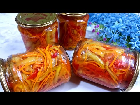 Видео: Болгарский перец в СЛАДКОМ маринаде на зиму. Салат из перца и моркови.