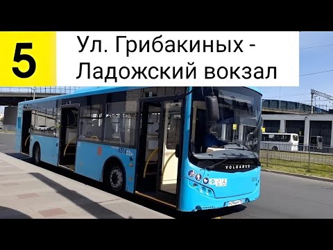 Видео: Автобус 5. Ул. Грибакиных - Ладожский вокзал