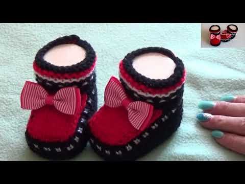 Видео: Вяжем из того, что у вас осталось. Очаровательные пинеточки с бантиком