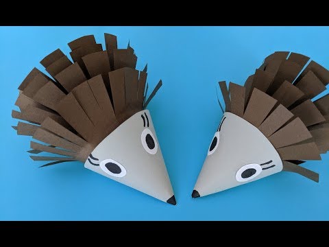 Видео: Ежик из бумаги. Осенняя поделка для школы.  Paper hedgehog.  紙刺猬.