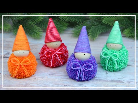 Видео: Это ЛЕГКО И БЫСТРО Сделать Милого ГНОМИКА из Ниток! Pompom Gnomes easy making