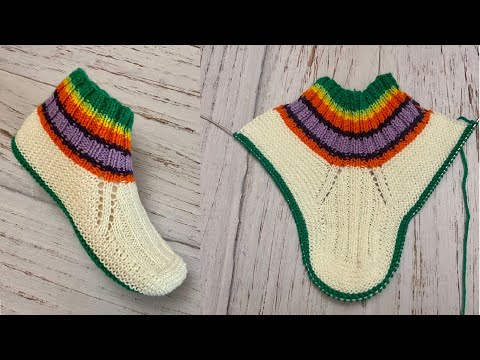 Видео: НОВИНКА 2022 : Классные тапочки-следки на спицах без швов // iki patik modeller