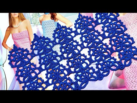 Видео: Шикарное  ленточное кружево "Соцветие". Вяжем без отрыва нити в полотно !!!